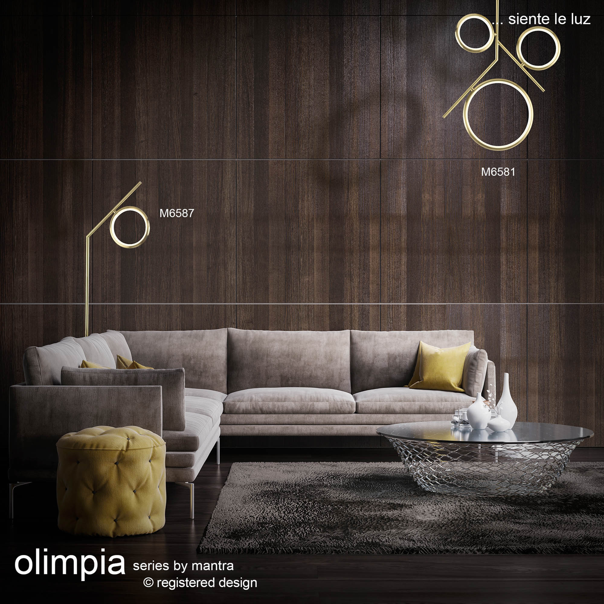 Olimpia Satin Gold Ceiling Lights Mantra Semi Flush Fittings